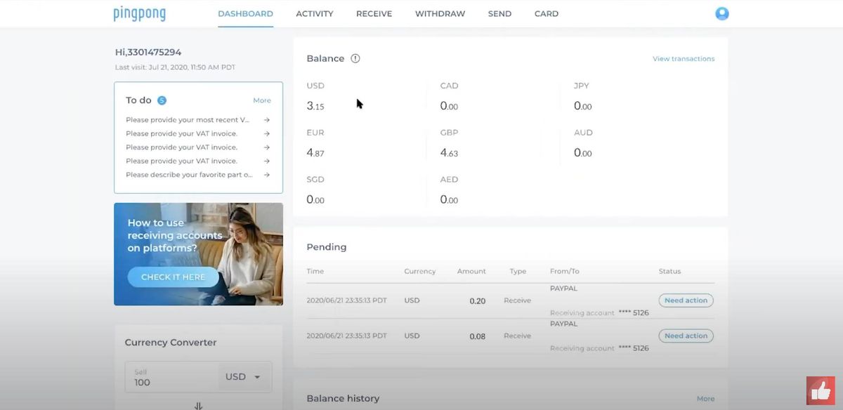 Product Walkthrough - View and Download Transaction History